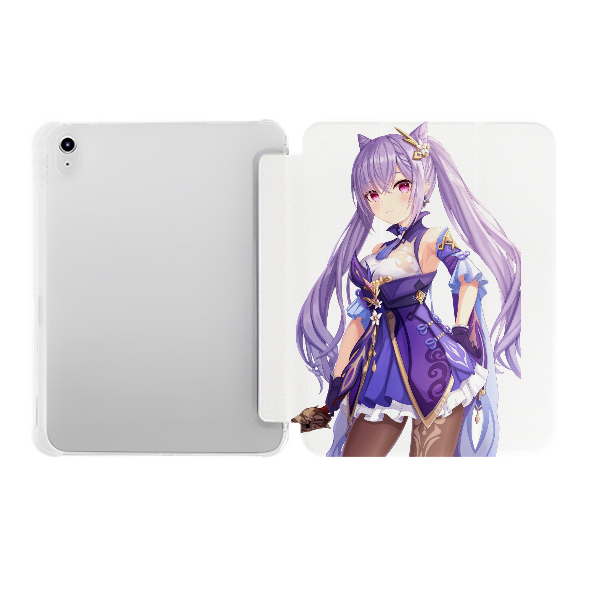 げんし神 刻晴 こくせい genshin Kokusei IPad ケース ペン収納付き 三つ折りスタンド PUレザー×シリコン 対応機種9.5/10.5/10.9インチ